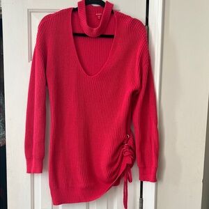 Guess V-Neck Sweater in Bright Pink